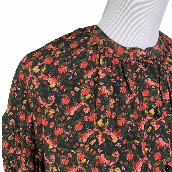 Something Navy Floral Long Sleeve Peasant Blouse - Picture 3 of 10